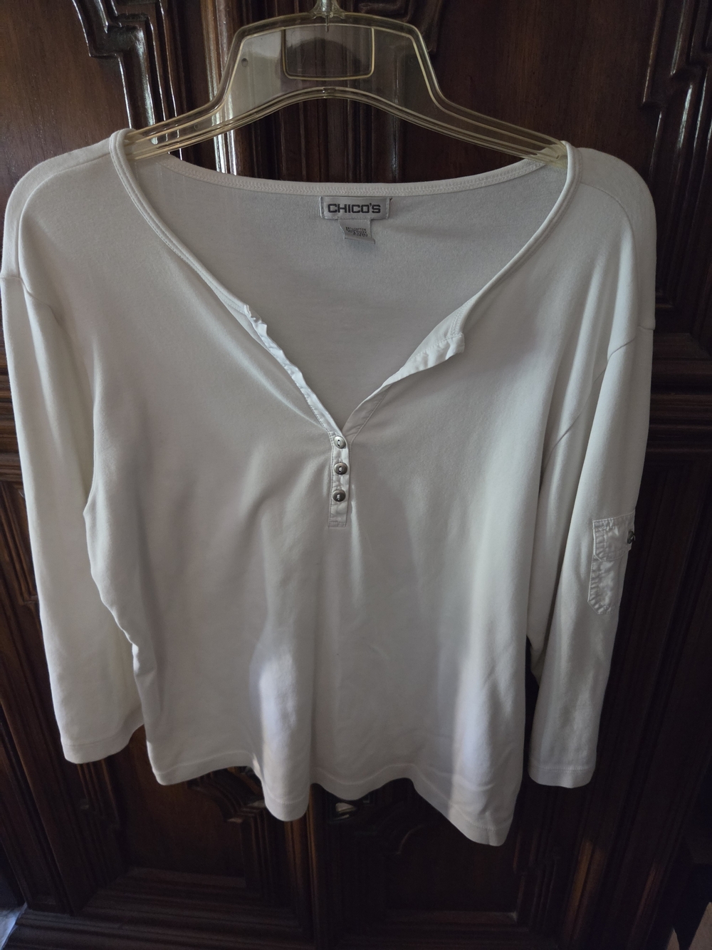 Chico's White Long-Sleeve  Top Size 3